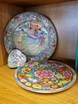 Chinese Pair of Decorative Plates + a Japanese Trinket Box