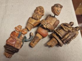 Group of Antique Articulated and Fixed Wine Stoppers Corks - likely Italian