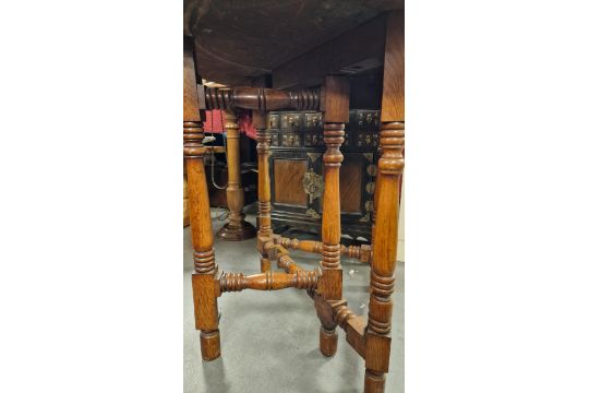 Carved Indian Style Antique Corner Drop Leaf Table - 61cm square by 71cm high - Image 3 of 3