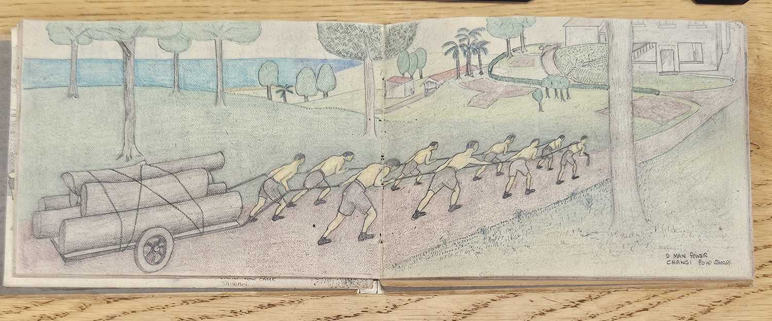 Rare Second World War sketchbook by POW 2nd/Lt Arkless Lockey - Image 32 of 35