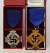 German 25 Years and 40 Years Faithful Civil Service Crosses, boxed