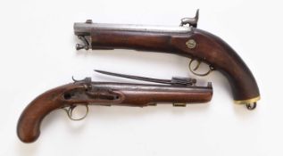 English Officer's pistol, circa 1800, for restoration, and one 20th century replica pistol