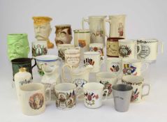 A collection of First World War commemorative mugs, beakers and jugs, several manufacturers and