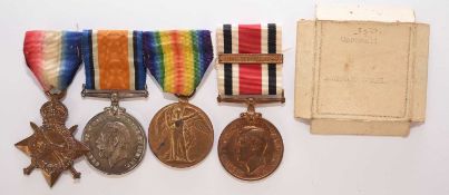 WW1 Medal trio and a Special Constabulary Long Service Medal