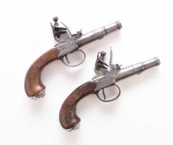 A good pair of flintlock pocket pistols by Parkes, London