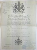 Passport for Lt Henry Raleigh Knight, 1880, signed by Robert Salisbury and Two WW1 documents