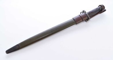 British P1907 bayonet marked for Royal Artillery (Coastal Defences) with P1917 scabbard