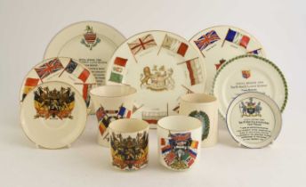 Group of WW1 plates with Lloyd George messages