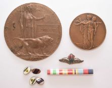 WW1 Death plaque, Armistice Medallion and other items