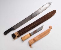 Finnish hunting knife and British machete