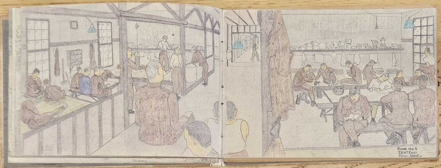 Rare Second World War sketchbook by POW 2nd/Lt Arkless Lockey - Image 7 of 35