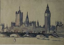 Charles Cundall RA (1890-1971) Houses of Parliament