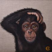 Carla Hixon (British Contemporary) Chimpanzee Portrait, Gloria