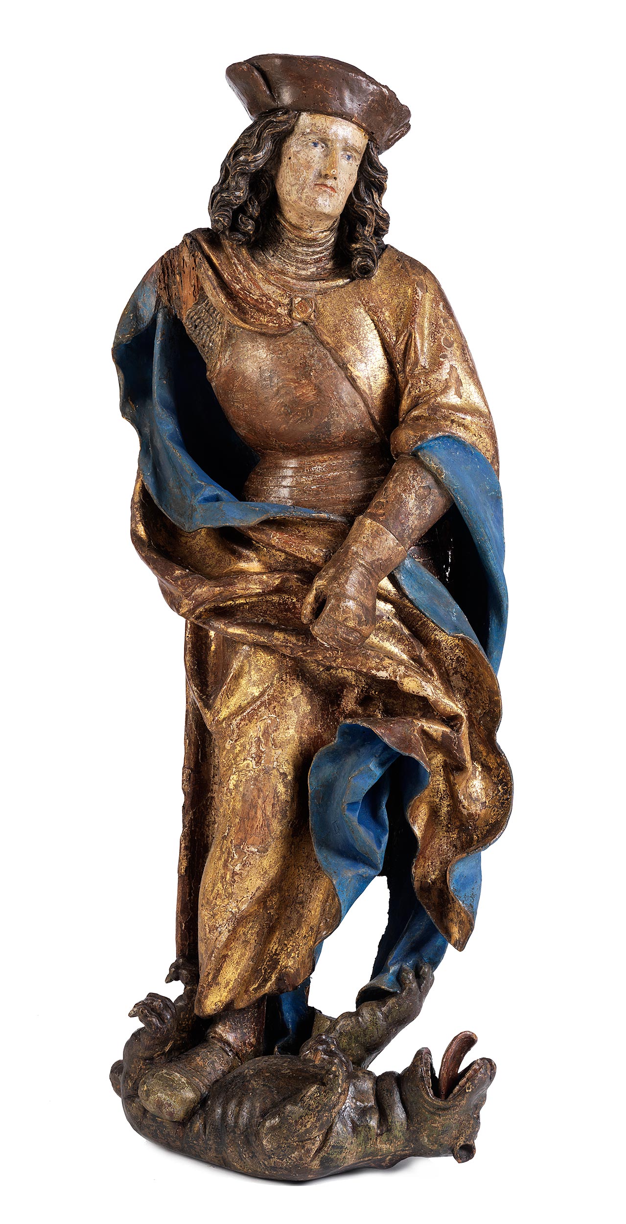 Gotische Schnitzfigur des Heiligen Georg