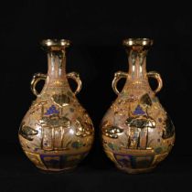 Yuan five-color gilt relief amphora with mandarin duck pattern