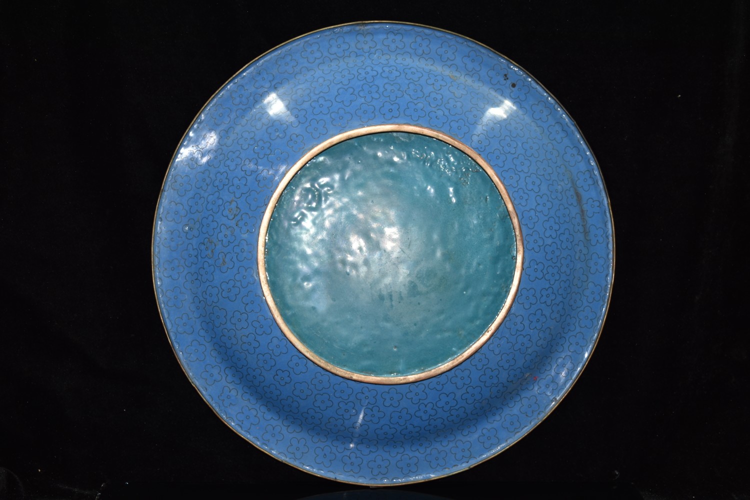 Copper cloisonne filigree large plate decoration - Image 8 of 8