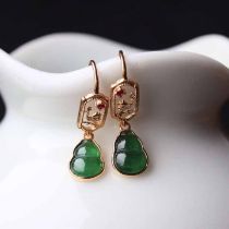 Natural emerald green gourd earrings