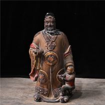 Late Qing Dynasty Shiwan kiln statue porcelain with colored lucky star boy