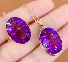 Amethyst Ring Pendant Set