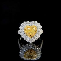 Heart Shape Yellow Diamond Ring Pendant Dual Purpose