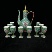 Qing Dynasty Yongzheng enamel color painted gold pot
