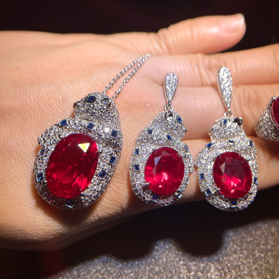 Ruby and diamond jewelry three-piece set - Bild 6 aus 8