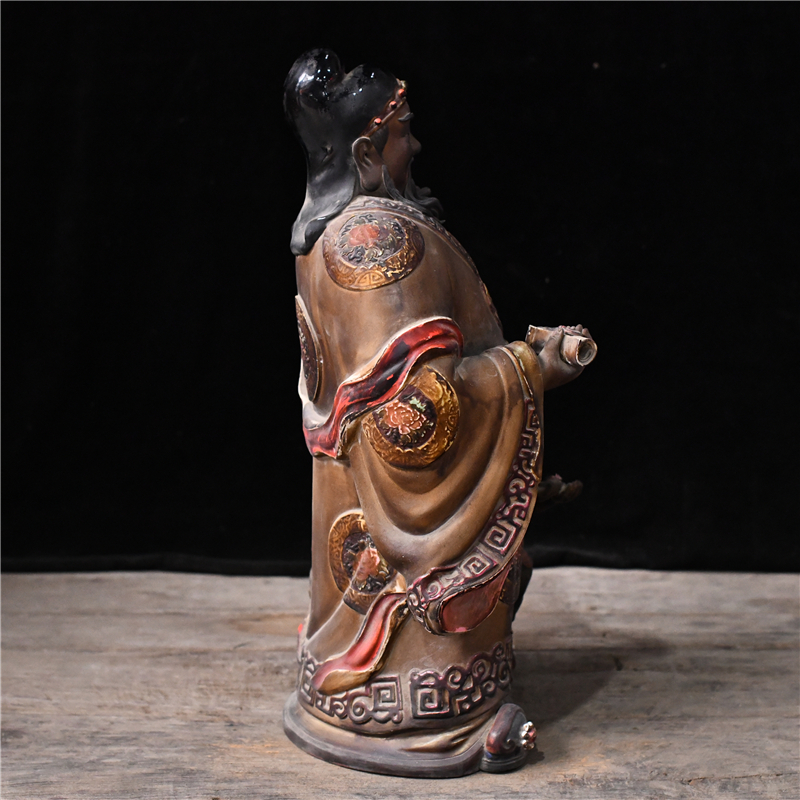 Late Qing Dynasty Shiwan kiln statue porcelain with colored lucky star boy - Image 4 of 7