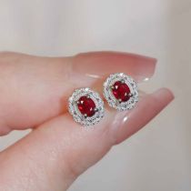18k gold ruby diamond stud earrings