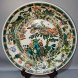 Qing Kangxi colorful golden pheasant and phoenix pattern round plate