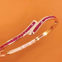 18K gold inlaid ruby bracelet