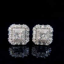 Princess side diamond earrings