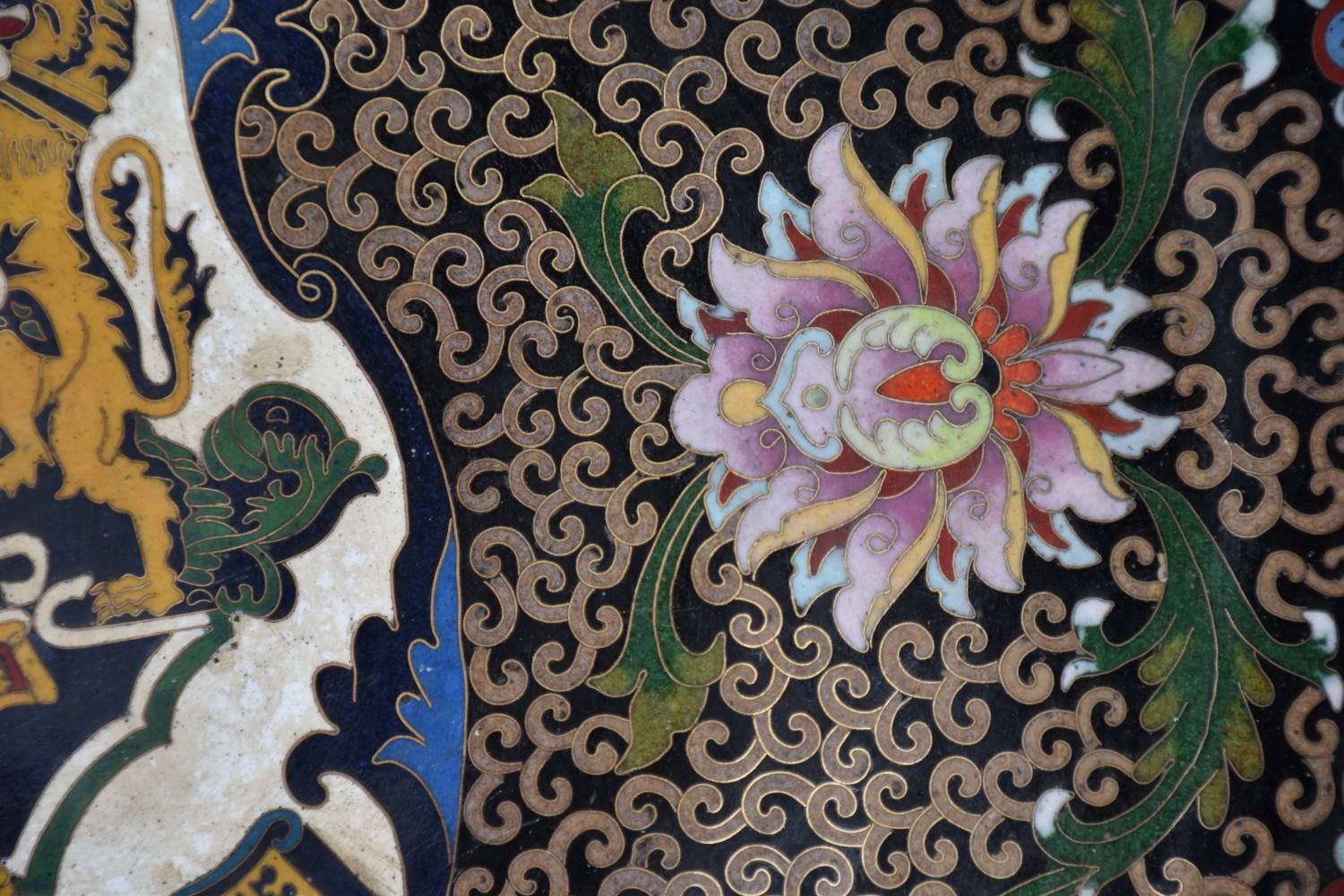 Copper cloisonne filigree large plate decoration - Image 6 of 8