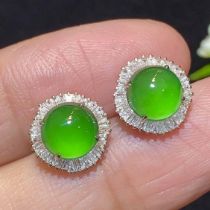 High ice Zhengyang green, earrings