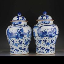 Qing Dynasty Yongzheng period blue and white general jar