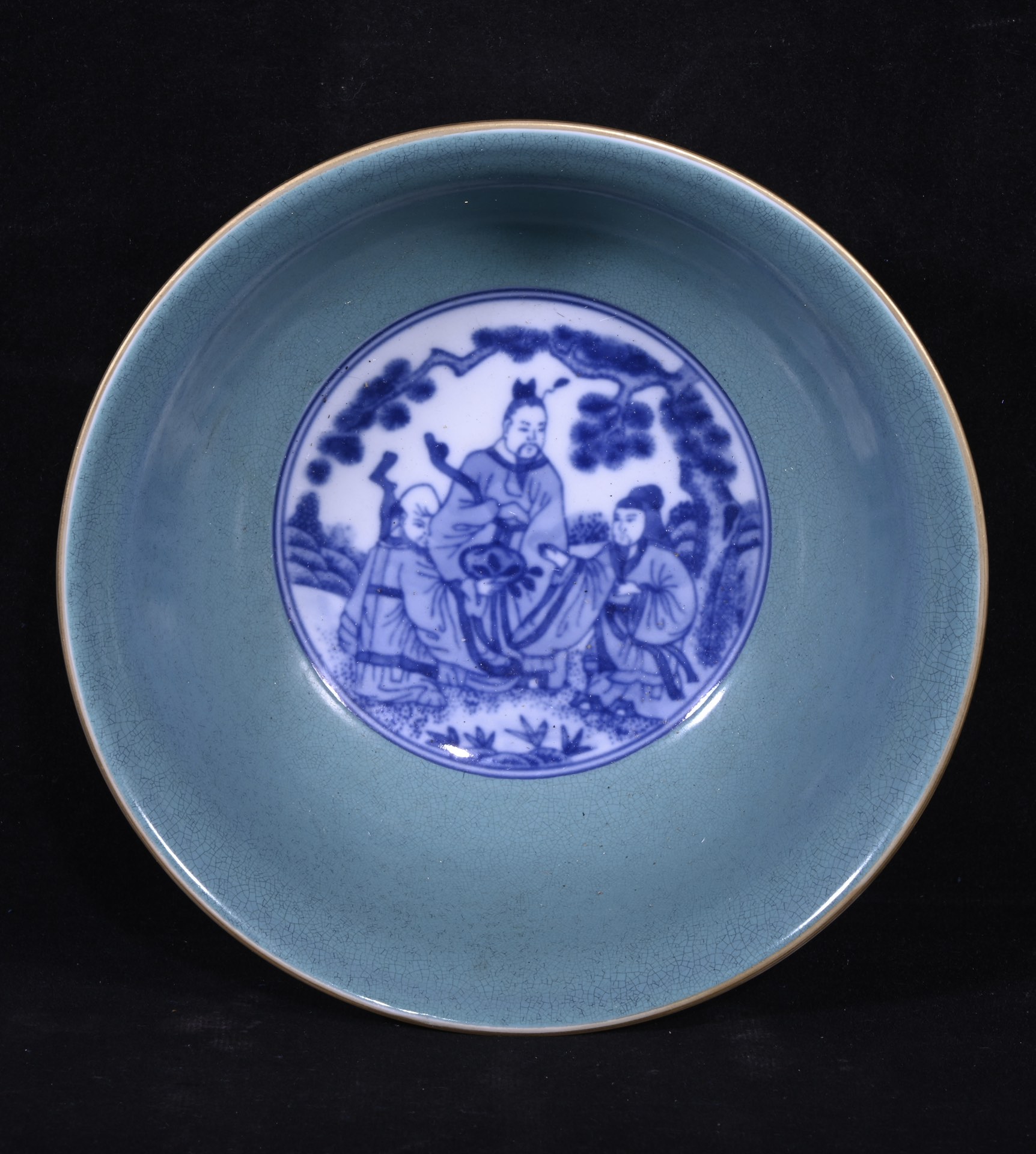 Qing Yongzheng blue and white gold bowl with Eight Immortals pattern - Image 8 of 9