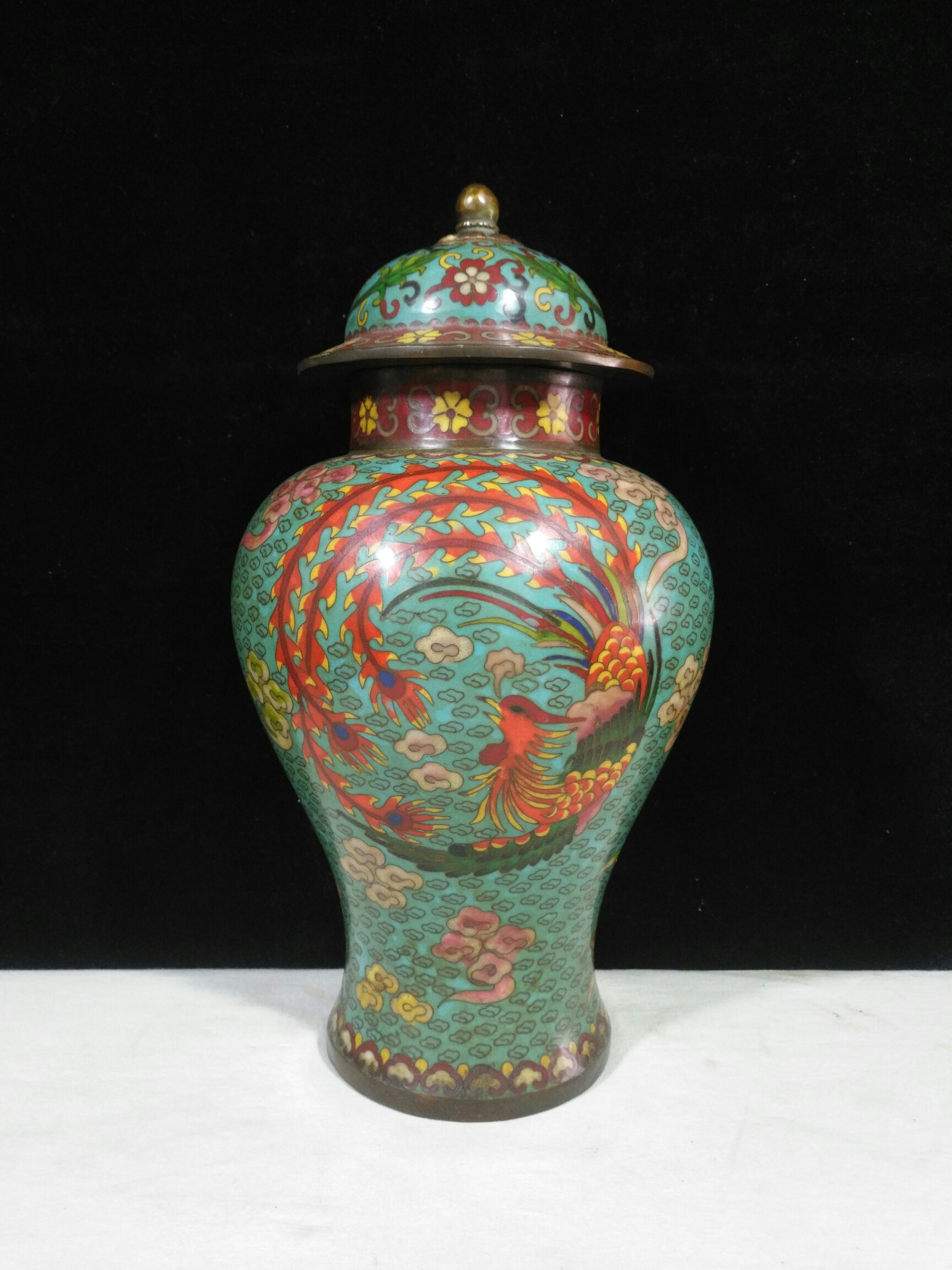 Bronze cloisonn¨¦ enamel "dragon and phoenix present auspicious general jar" - Bild 5 aus 9