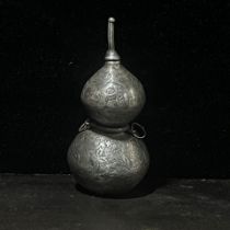 Sterling silver carved lotus fish gourd snuff bottle