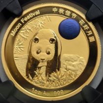 2020 China Panda Gold Coin Blue Moon 1oz Appraisal NGC PF70