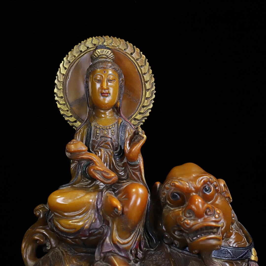 Shoushan Stone Sculpture Guanyin Blessing Ornament - Image 3 of 9