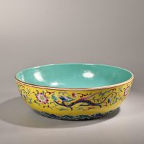 Hand-painted enamel pastel porcelain plates and bowls