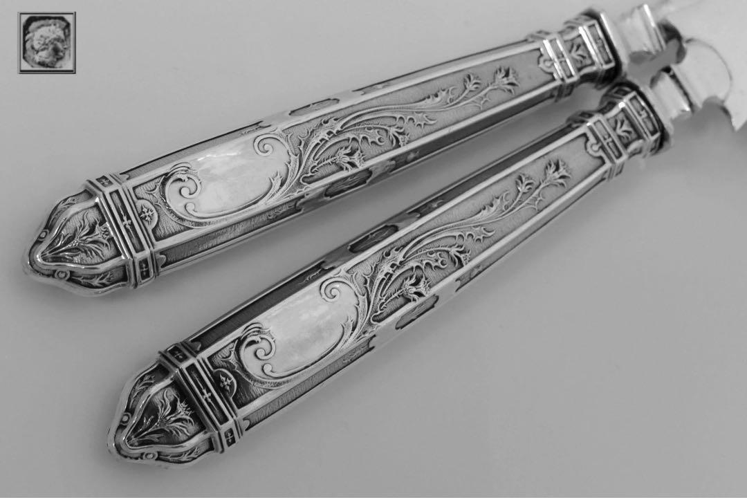 french antique cutlery serving knife fork - Image 3 of 8
