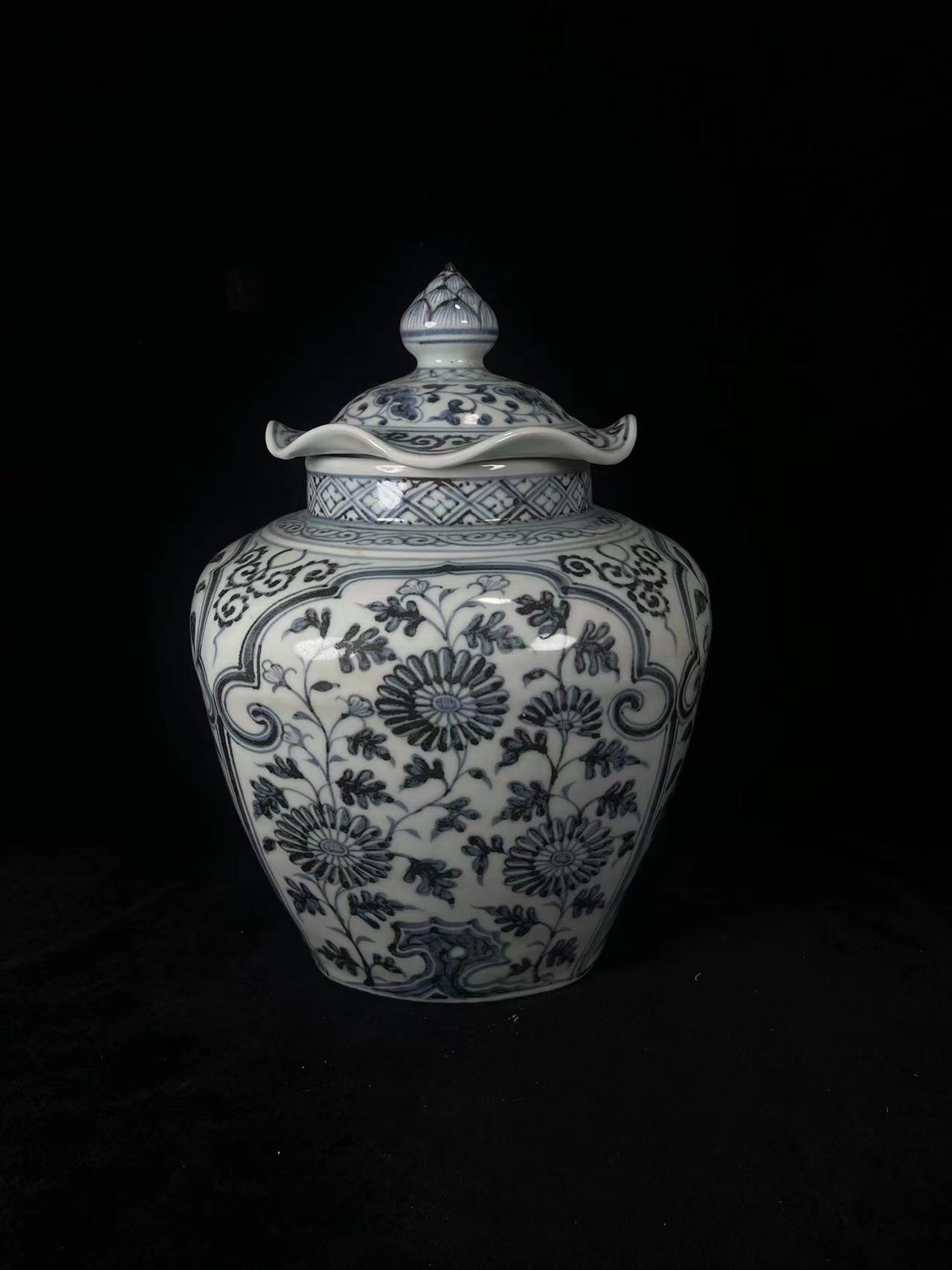 Ming Hongwu blue and white lotus leaf covered jar - Bild 2 aus 9