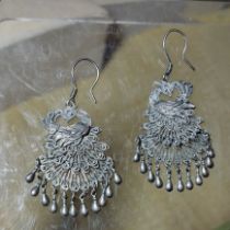 A pair of Qing Dynasty silver earrings