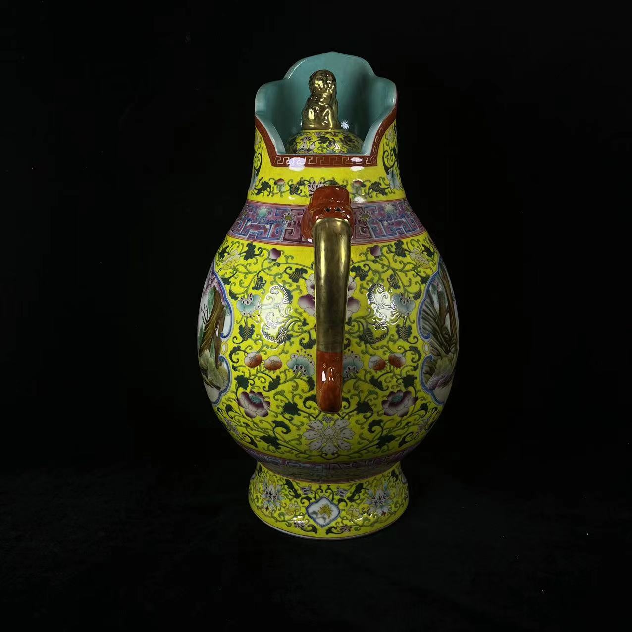 Qing Dynasty Yongzheng enamel color painted gold pot - Image 4 of 9