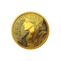 Mucha Silver Coin Proof 24K Gold Plated Laurel