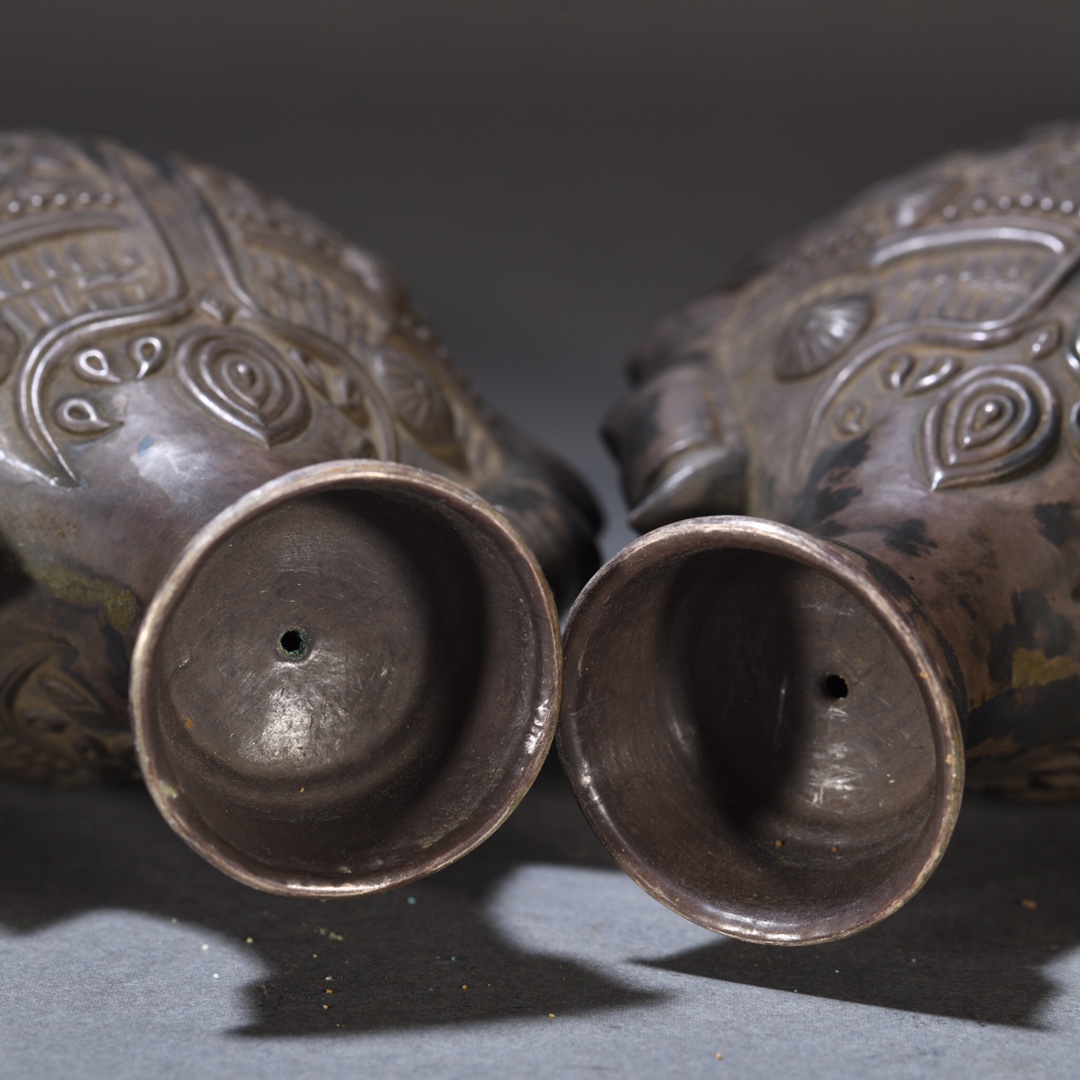 Tang Dynasty old sterling silver bottle with auspicious animal pattern cap - Image 8 of 9