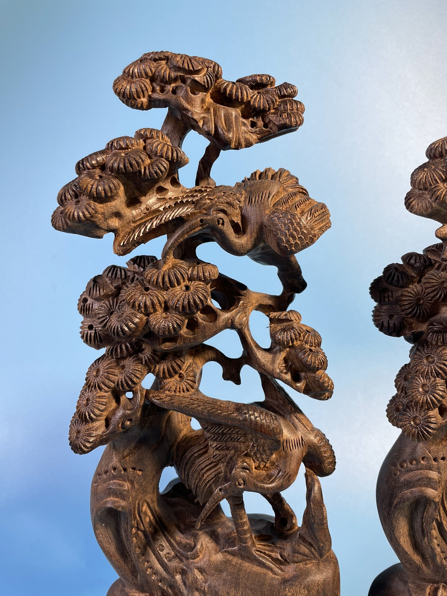 Old material agarwood pine and crane longevity ornaments - Image 2 of 9