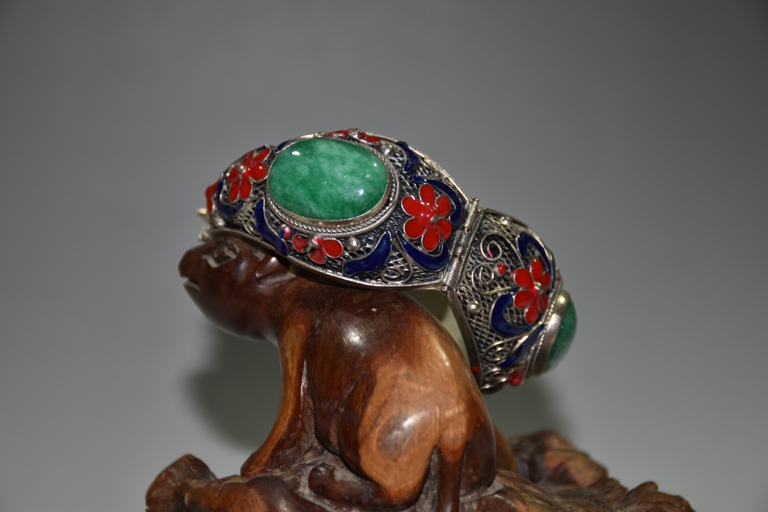 White copper cloisonne inlaid jade bracelet bracelet ornaments - Bild 8 aus 9