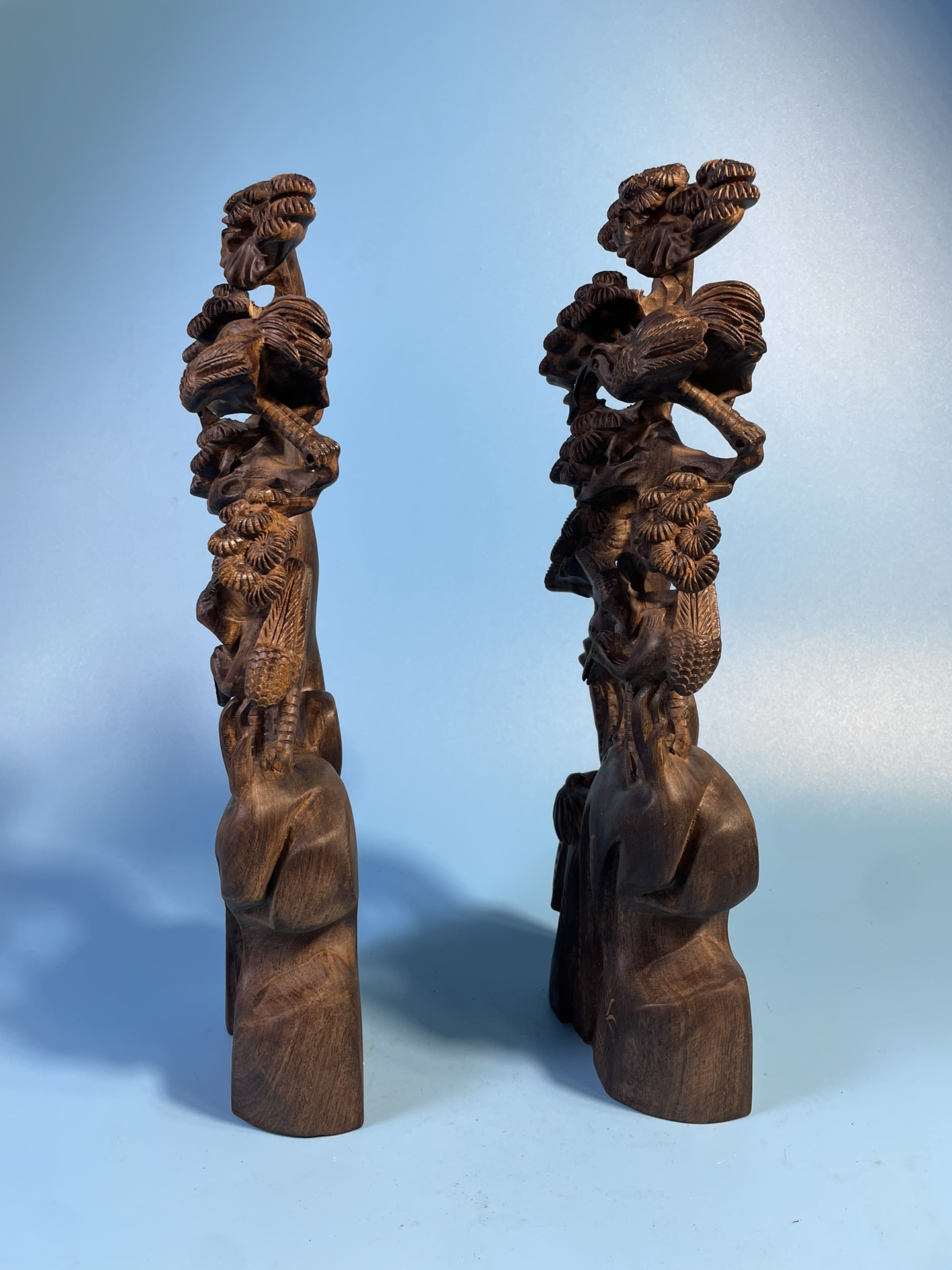 Old material agarwood pine and crane longevity ornaments - Image 6 of 9