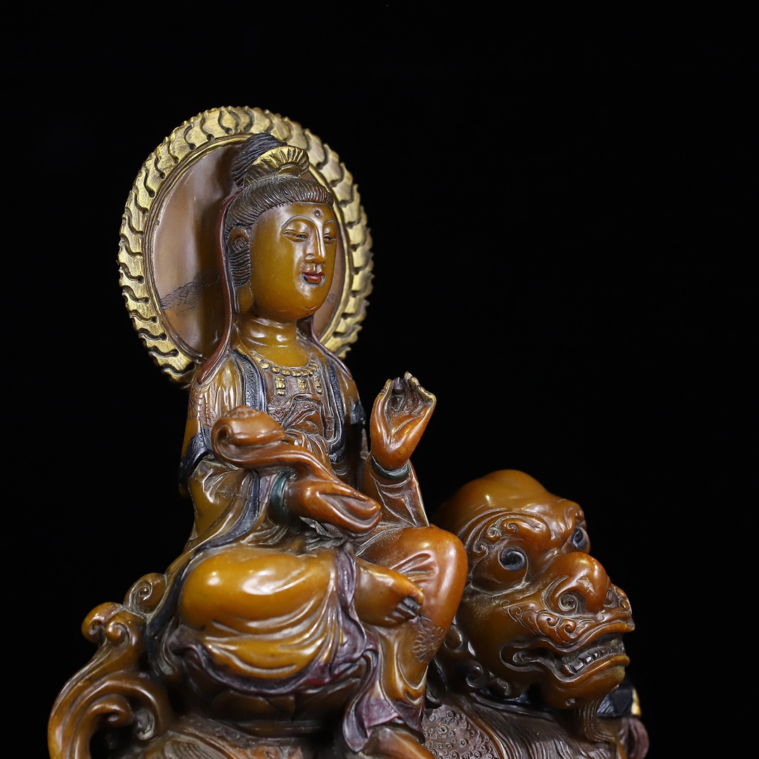 Shoushan Stone Sculpture Guanyin Blessing Ornament - Image 5 of 9